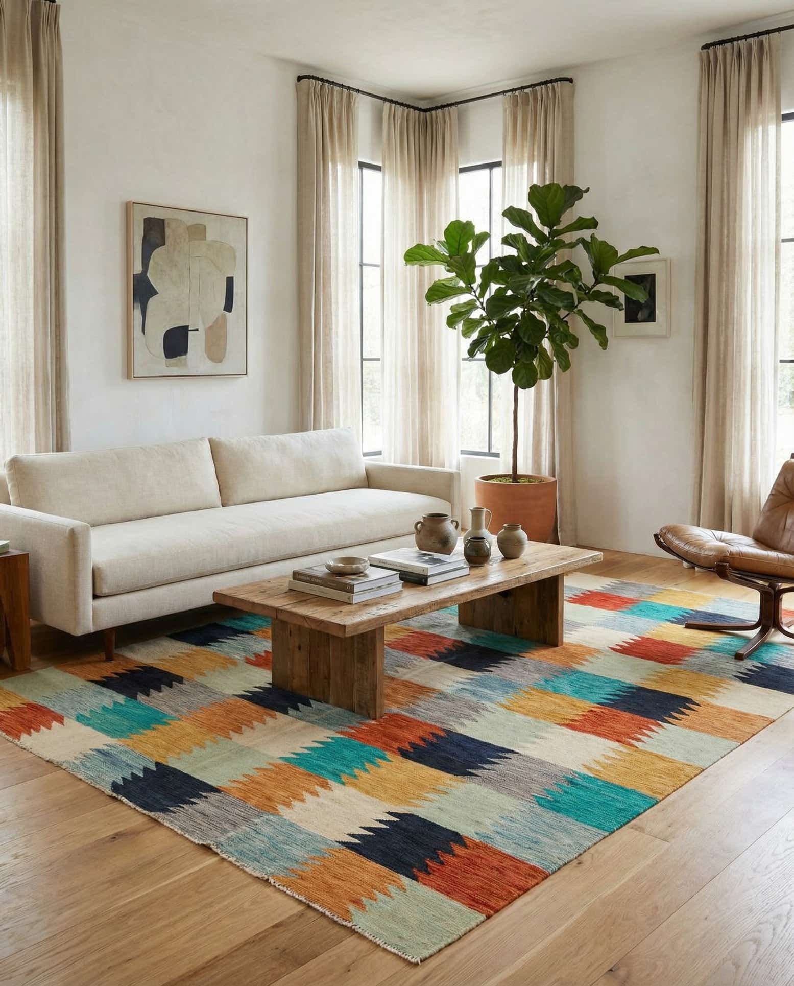 8' 1 x 9' 9 Hand Woven Kilim Modern Wool Rug