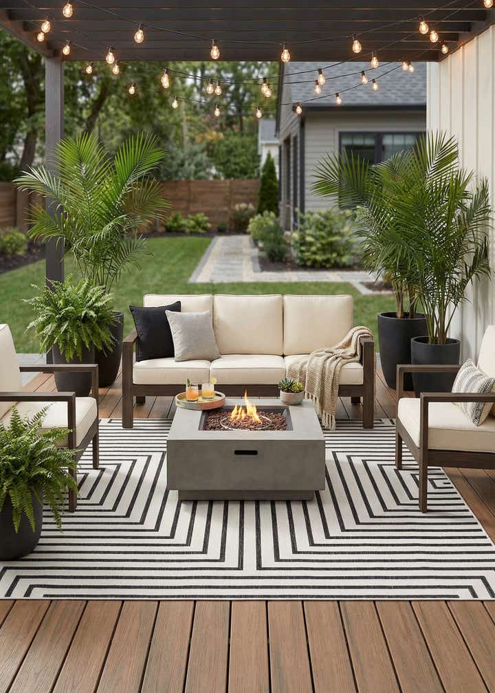 7' 10 x 7' 10 Easy-Clean Modern Indoor / Outdoor Square Rug