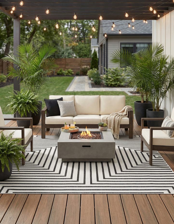 7' 10 x 7' 10 Easy-Clean Modern Indoor / Outdoor...