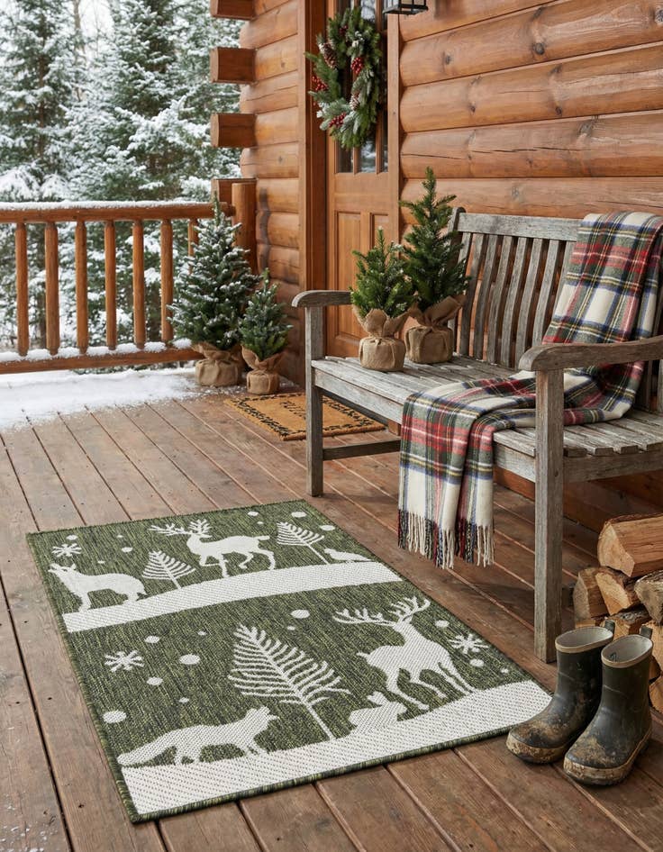 Detail image of 2' x 3' Easy-Clean Holiday Indoor / Outdoor Rug