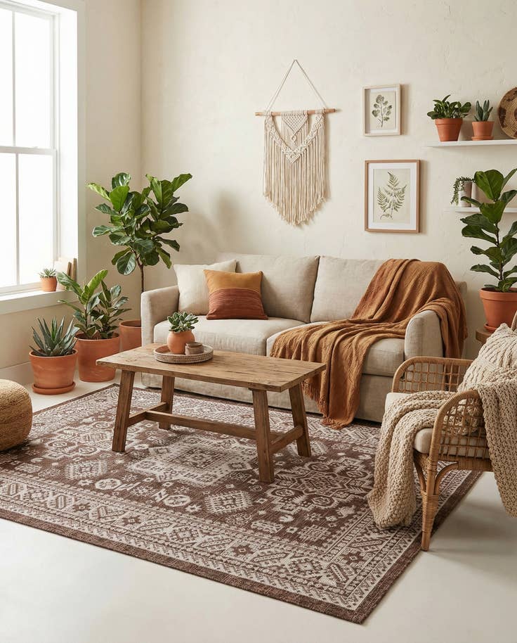 Detail image of 5' 3 x 8' Easy-Clean Aztec Indoor / Outdoor Rug