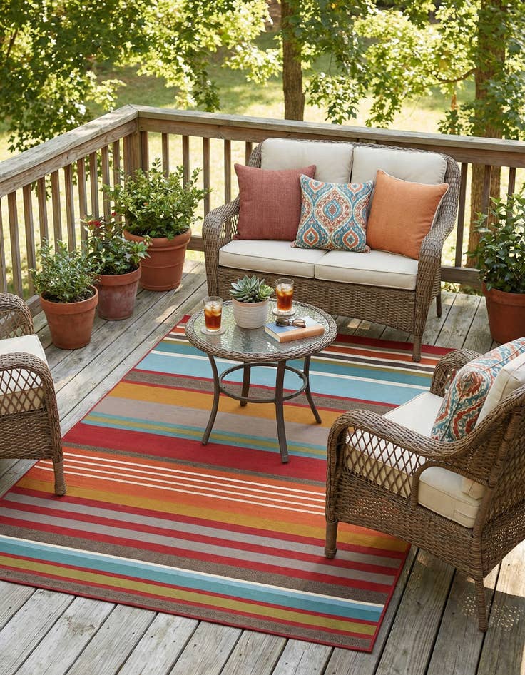 Detail image of 5' 3 x 8'  Washable Modern Indoor / Outdoor Rug