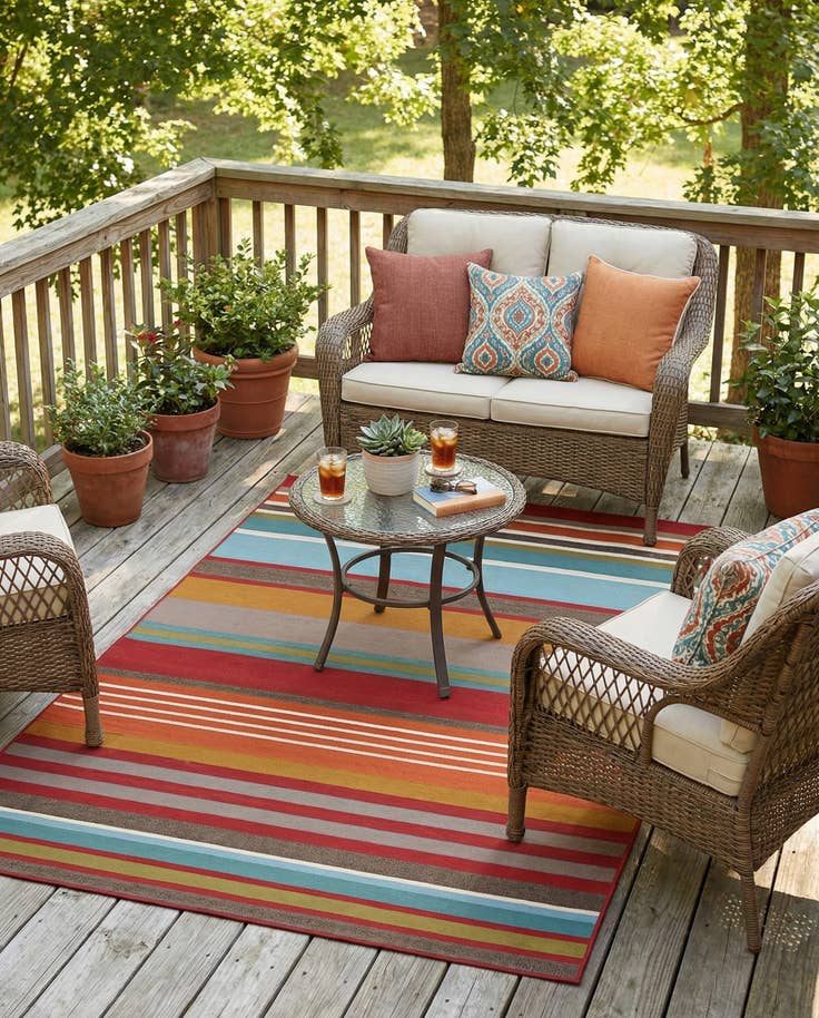 Detail image of 5' 3 x 8' Easy-Clean Modern Indoor / Outdoor Rug
