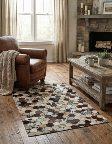 2' x 3' 1 Cowhide Leather Rug
