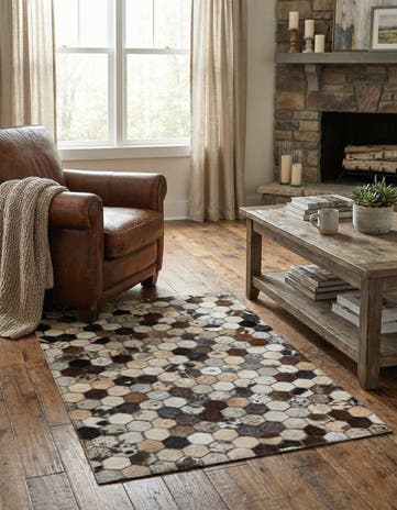 2' x 3' 1 Cowhide Leather Rug
