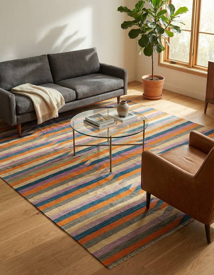 Detail image of  6' 10 x 9' 9  Hand Woven Kilim Modern Wool Rug