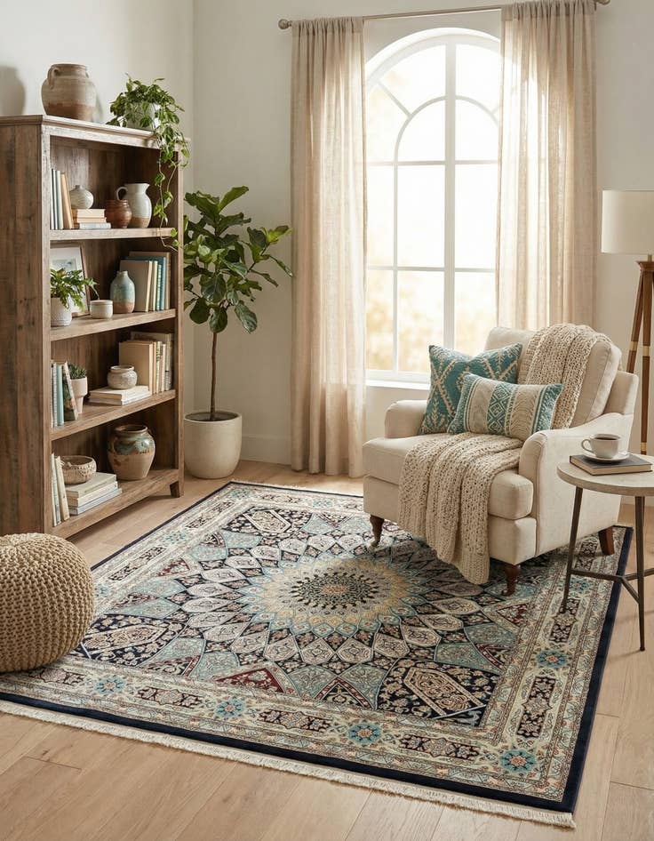 Detail image of 7' 10 x 7' 10 Nain Design Square Rug