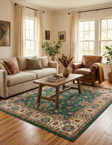 Emerald Green Medina Square Rug