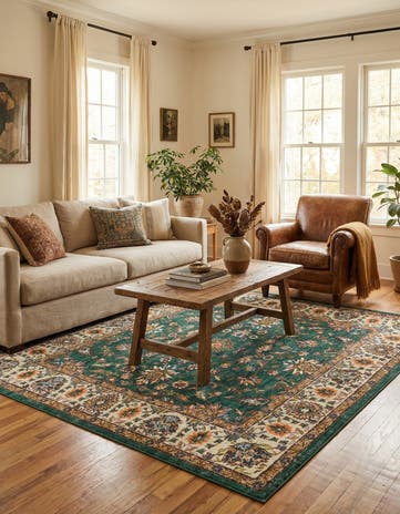 Emerald Green Medina Square Rug