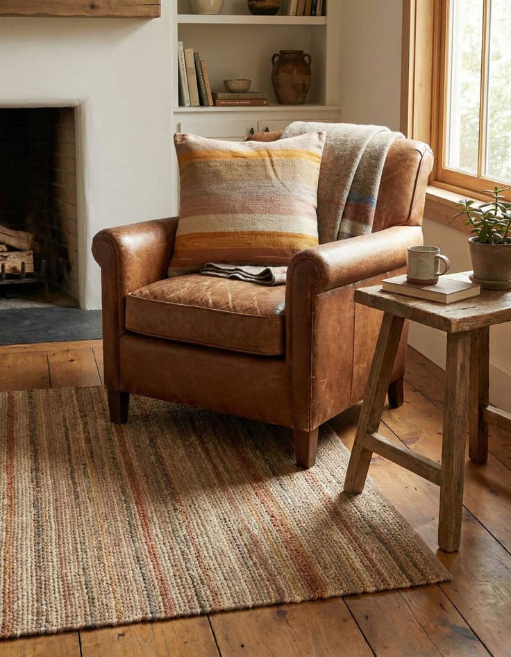 Detail image of 2' 5 x 2' 6  Hand Woven Pillow Wool Square Rug