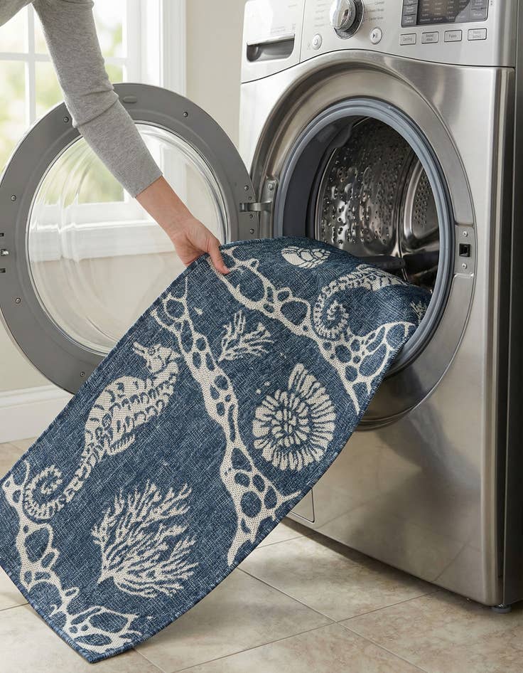 Detail image of  2' x 5' 3  Washable Coastal Indoor / Outdoor Runner Rug