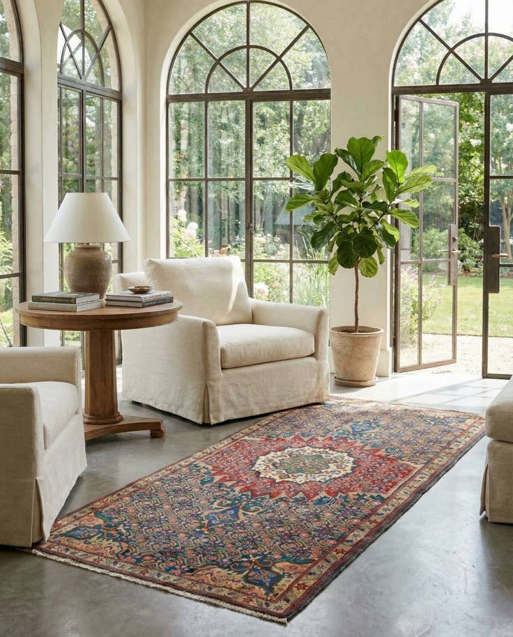 Detail image of 4' 6 x 9' 7 Hand Knotted Liliyan Persian Wool Runner Rug