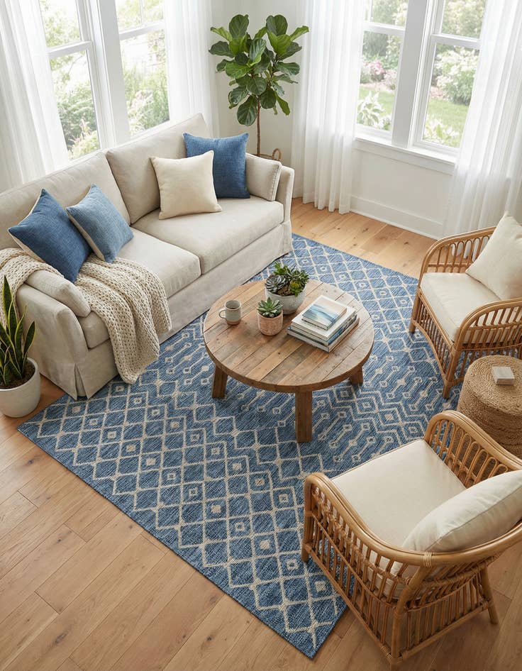 Detail image of 7' x 10' Easy-Clean Trellis Indoor / Outdoor Rug