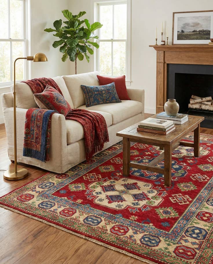 Detail image of 4' x 6' Hand Knotted Kazak Rug