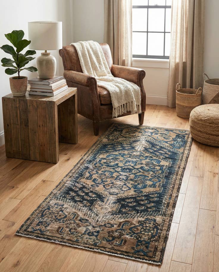Detail image of 2' 7 x 6' Hand Knotted Ultra Vintage Persian Wool Runner Rug
