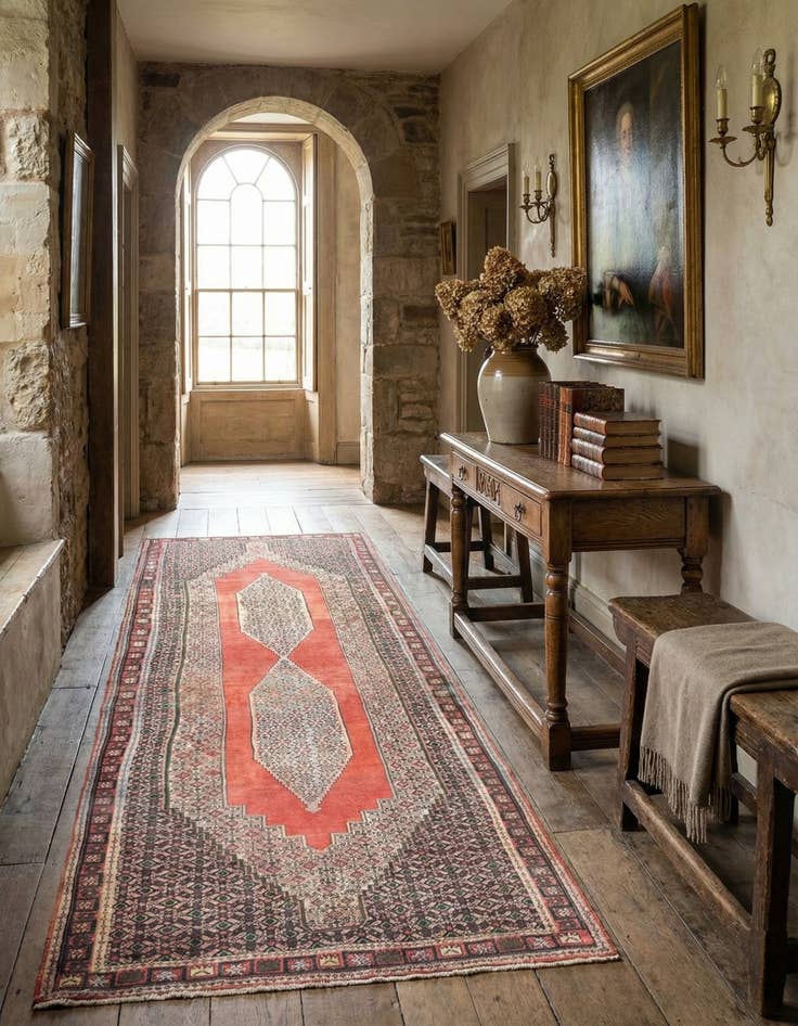 Detail image of 4' x 10' 6 Hamedan Runner Rug