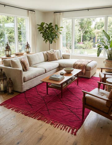 6' 6 x 9' 3 Hand Knotted Moroccan Wool Rug
