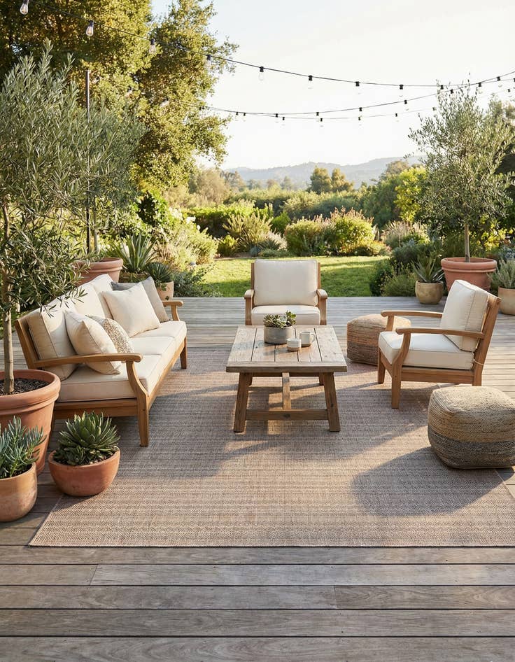 Detail image of 10' x 14' Easy-Clean Striped Indoor / Outdoor Rug