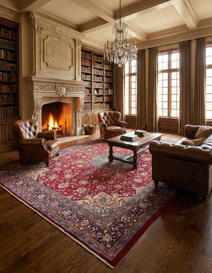 Detail image of 10' 4 x 13'  Hand Knotted Hamedan Persian Wool Rug