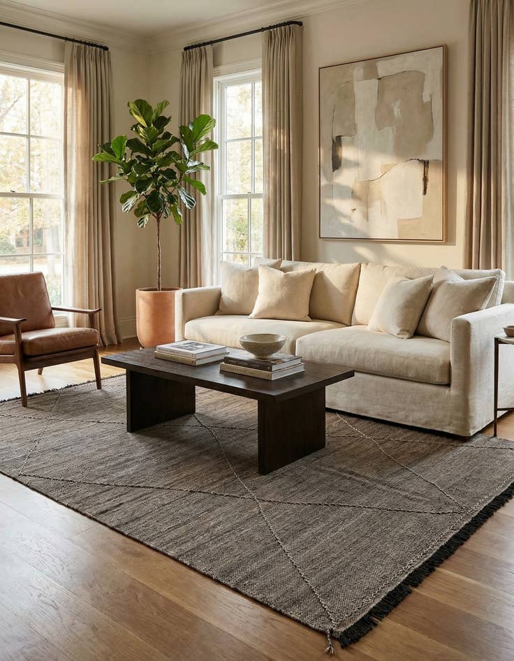 Detail image of  7' 1 x 9' 9  Hand Knotted Moroccan Wool Rug