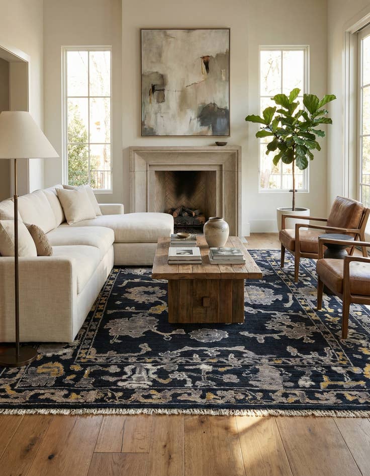 Detail image of 9' 5 x 12' 6  Hand Knotted Oushak Wool Rug