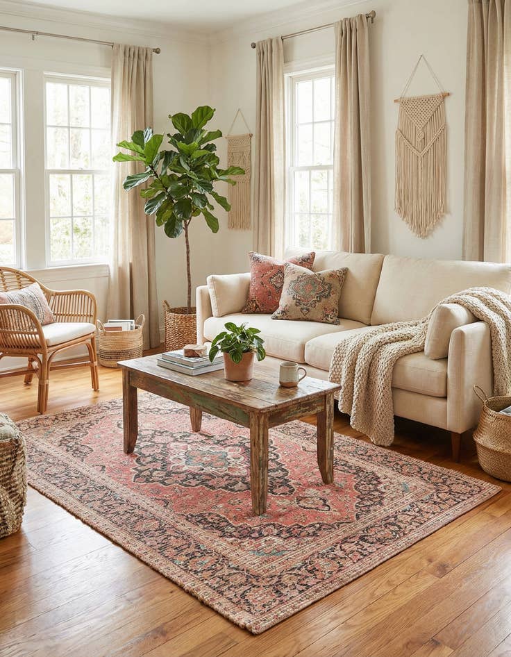 Detail image of  4' 1 x 6' 1 Chenille Jute Rug