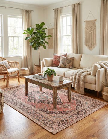 Red Chenille Jute Rug