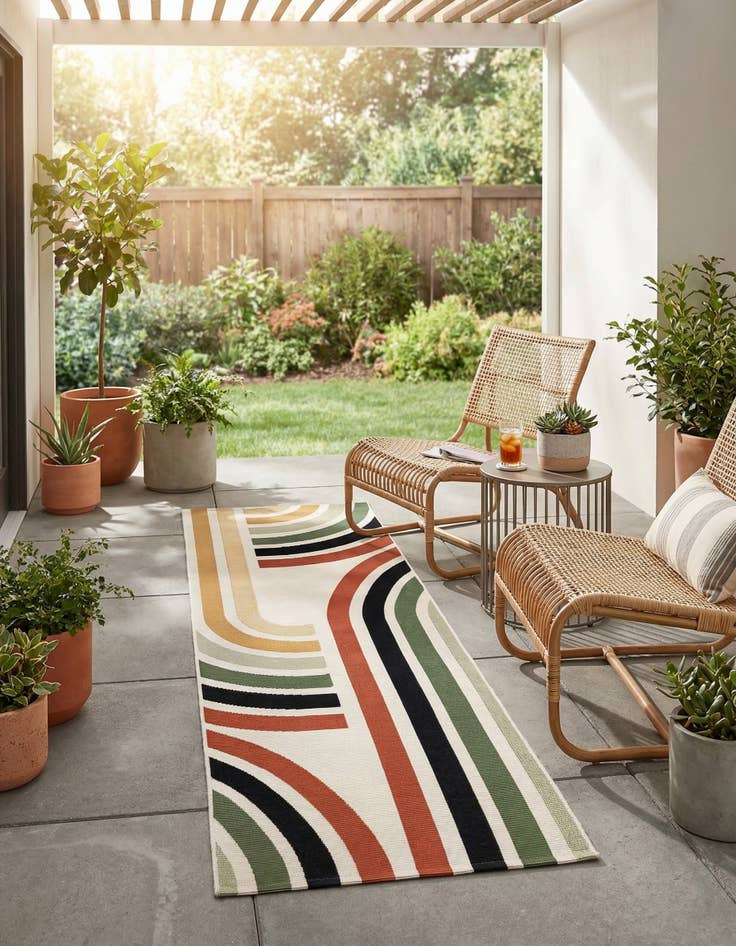 Detail image of 2' x 6'  Washable Modern Indoor / Outdoor Runner Rug