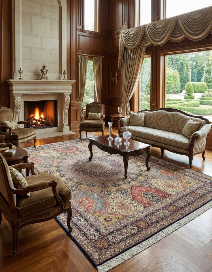 Detail image of 9' 6 x 13' 4  Hand Knotted Tabriz Persian Rug