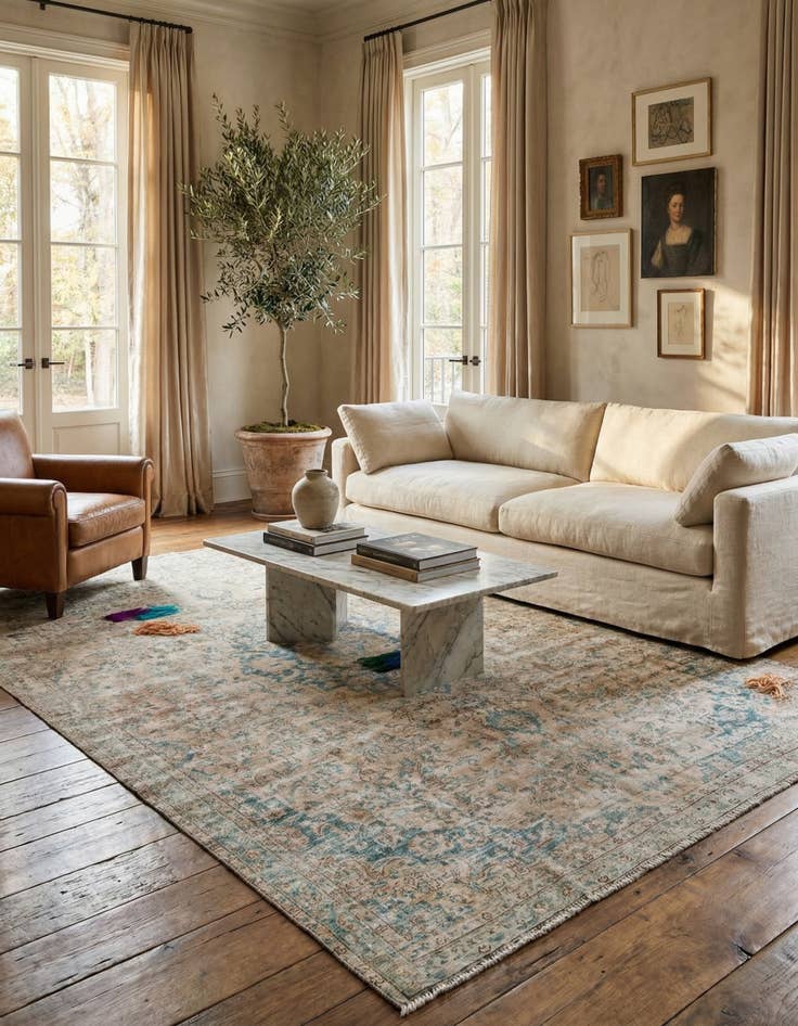 Detail image of 7' 1 x 10' 4  Hand Knotted Ultra Vintage Persian Wool Rug