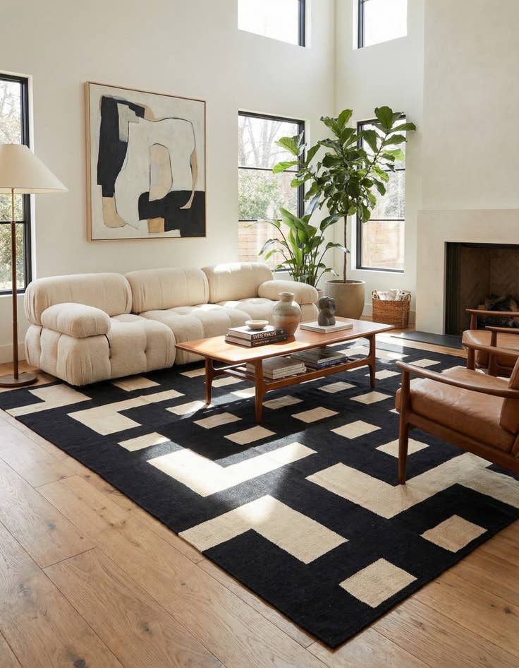 Detail image of 8' 4 x 9' 7  Hand Woven Kilim Modern Wool Rug