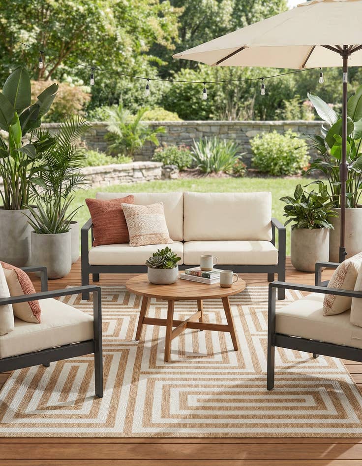 Detail image of 6' x 9'  Washable Modern Indoor / Outdoor Rug