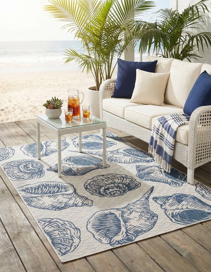 Detail image of 5' 3 x 8'  Washable Coastal Indoor / Outdoor Rug