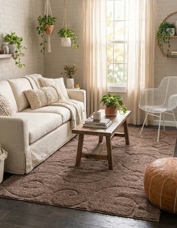 Brown Botanical Shag Rug