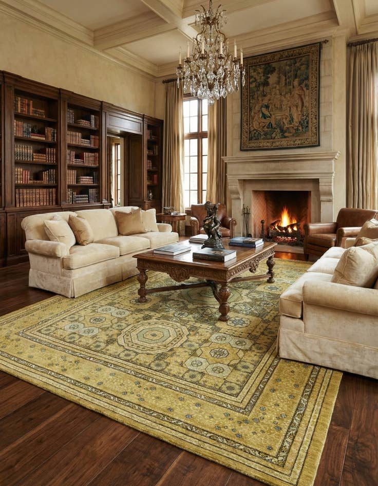 Detail image of 10' 2 x 14' 1  Hand Knotted Mamluk Ziegler Rug