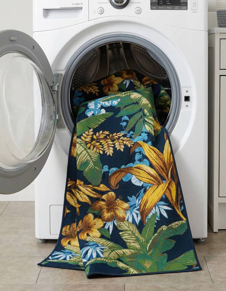 Detail image of  2' 7 x 12'  Washable Botanical Indoor / Outdoor Runner Rug