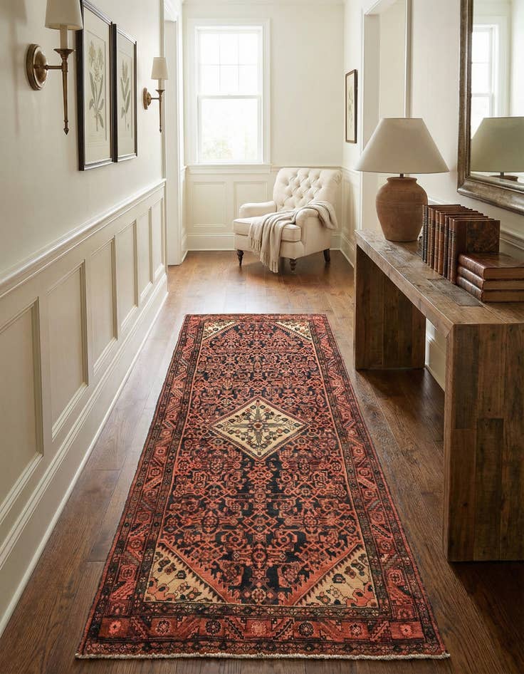 Detail image of 4' 9 x 10' 7  Hand Knotted Hossainabad Persian Wool Runner Rug