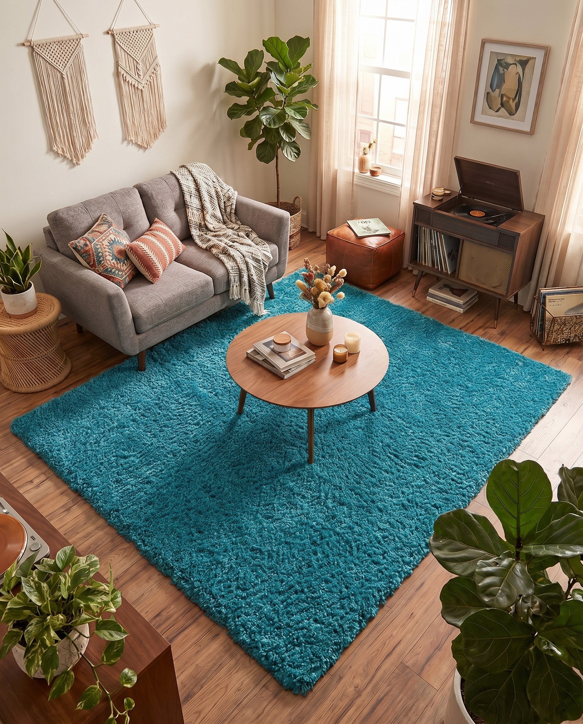 7' 10 x 7' 10 Solid Shag Square Rug