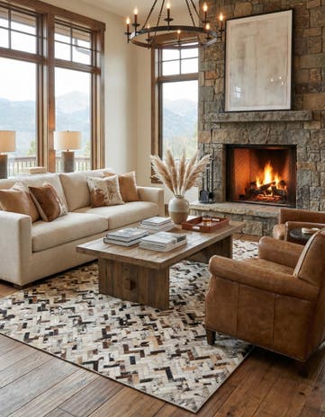 5' 1 x 7' 7 Cowhide Leather Rug