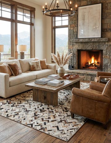 5' 1 x 7' 7 Cowhide Leather Rug