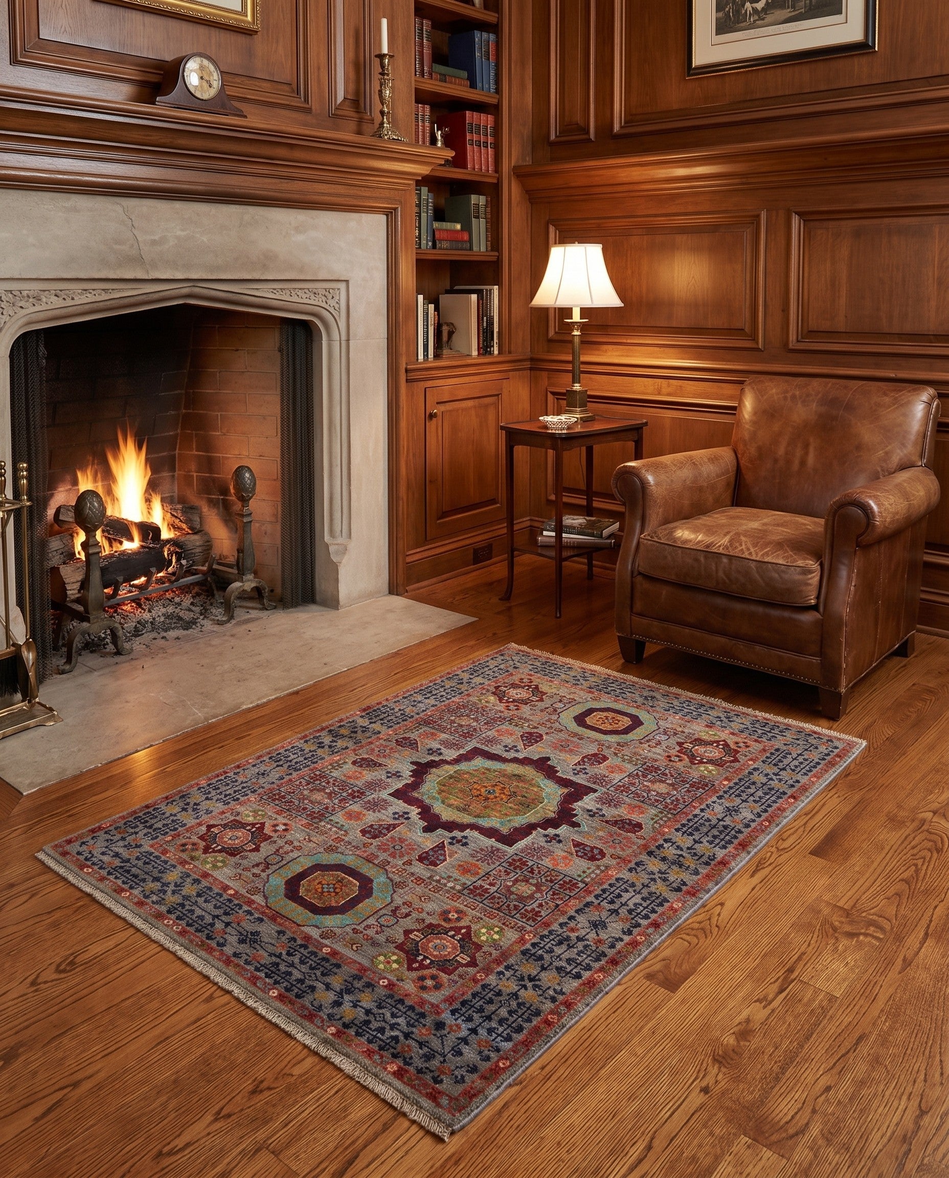 3' 5 x 4' 10 Hand Knotted Mamluk Ziegler Rug