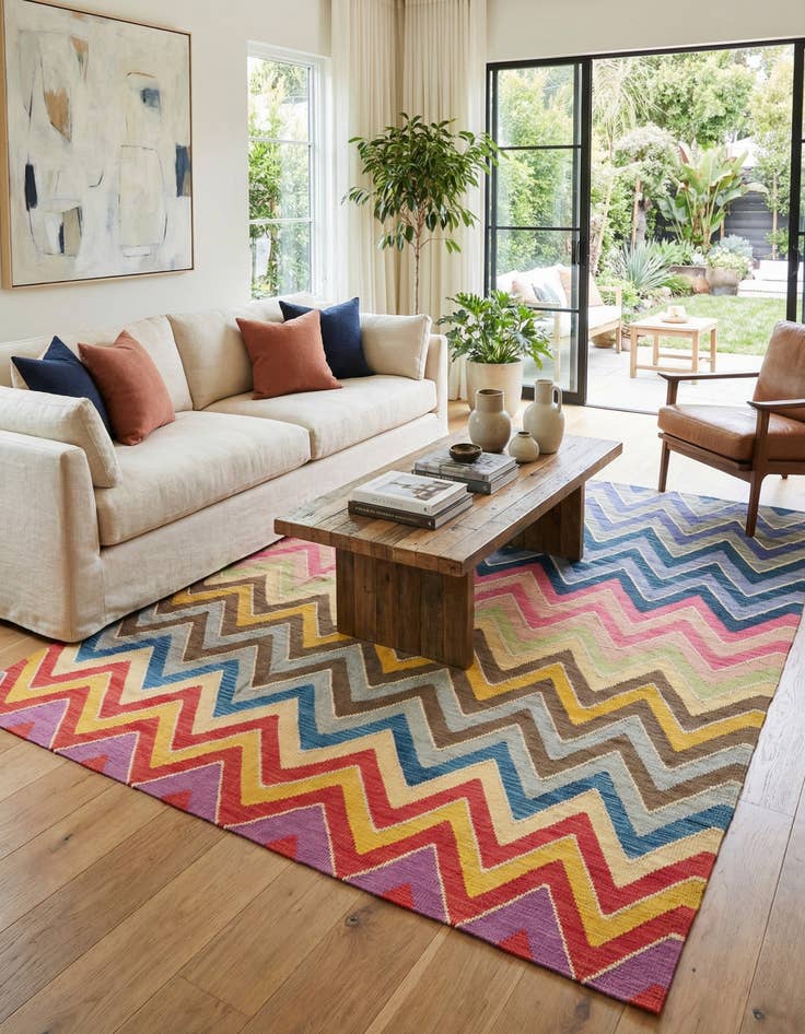 Detail image of  8' 5 x 9' 10  Hand Woven Kilim Modern Wool Rug