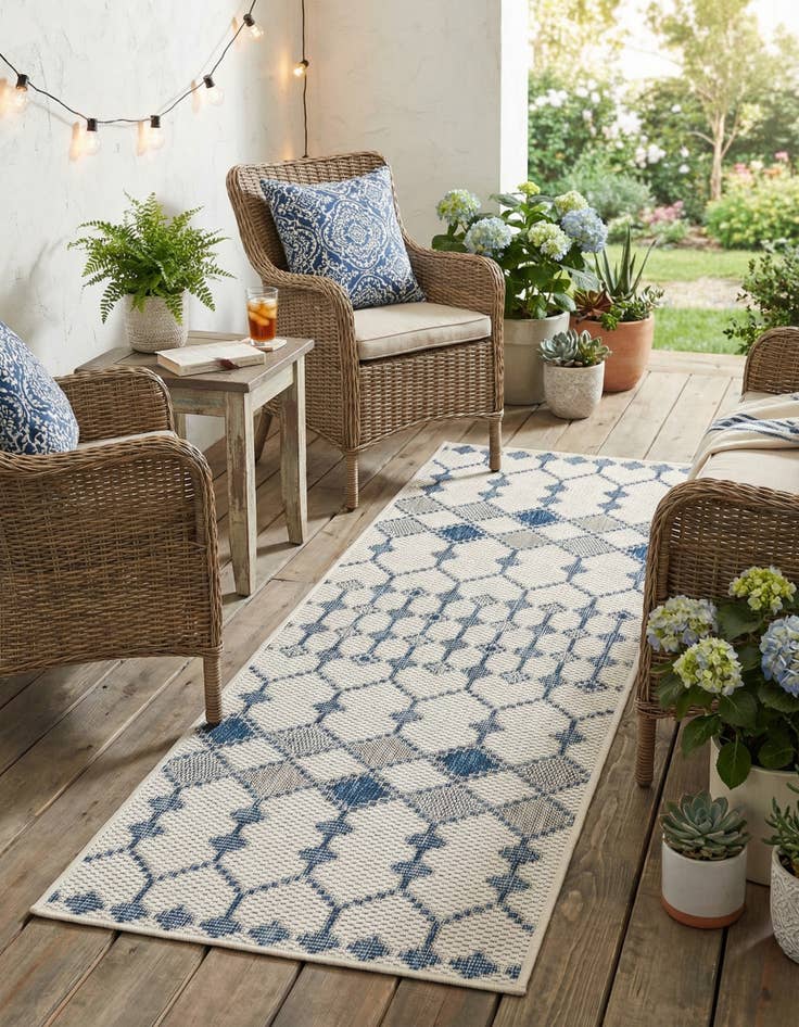Detail image of  2' x 6'  Washable Lattice Indoor / Outdoor Runner Rug