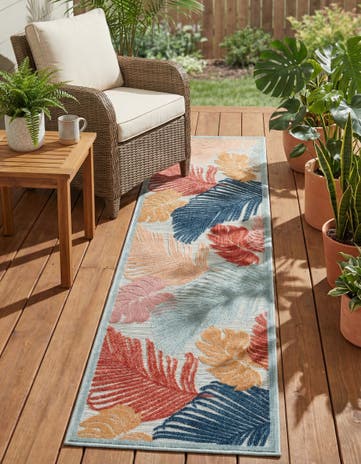 2' 2 x 8' Easy-Clean Botanical Indoor / Outdoor Runner Rug