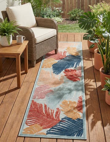 2' 2 x 8' Easy-Clean Botanical Indoor / Outdoor Runner Rug