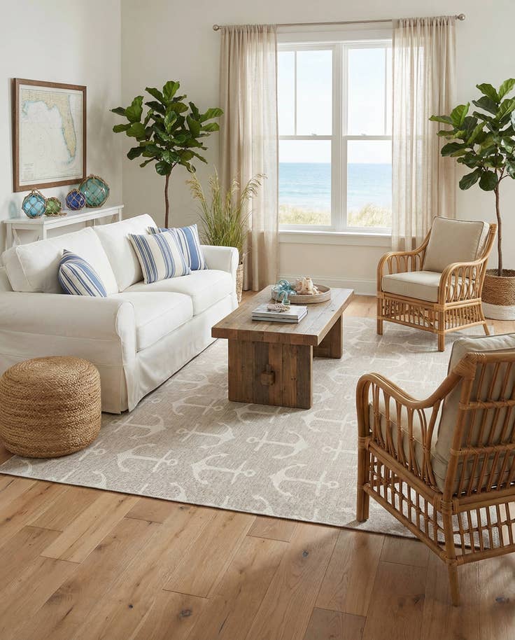 Detail image of 9' x 12' Easy-Clean Coastal Indoor / Outdoor Rug