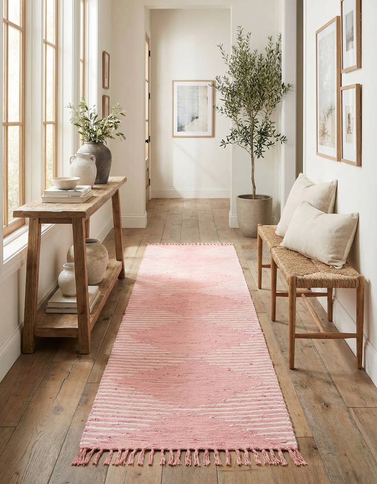 Detail image of  2' 11 x 16' 1  Hand Woven Chindi Cotton Runner Rug