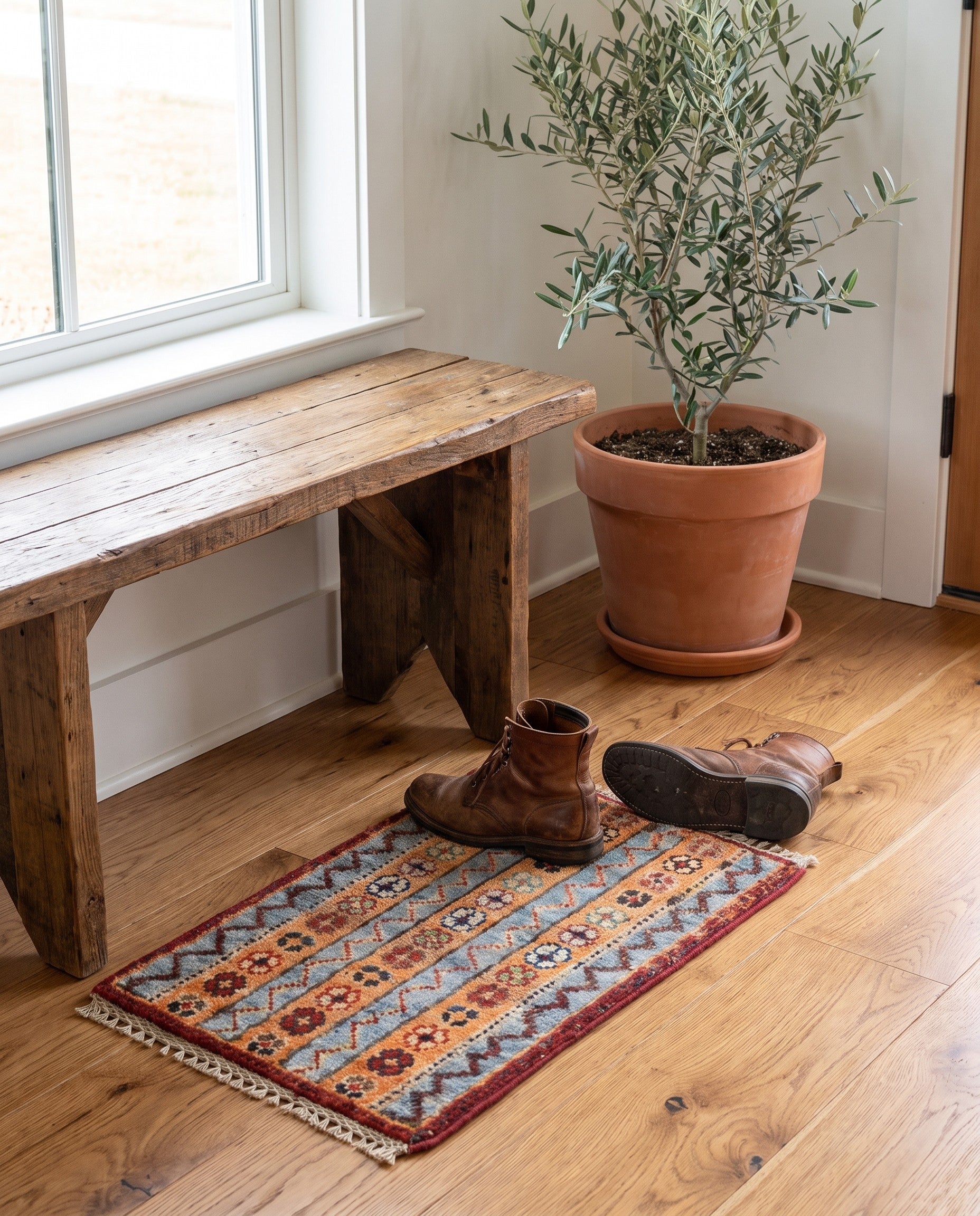1' 4 x 2' Hand Knotted Ziegler Rug