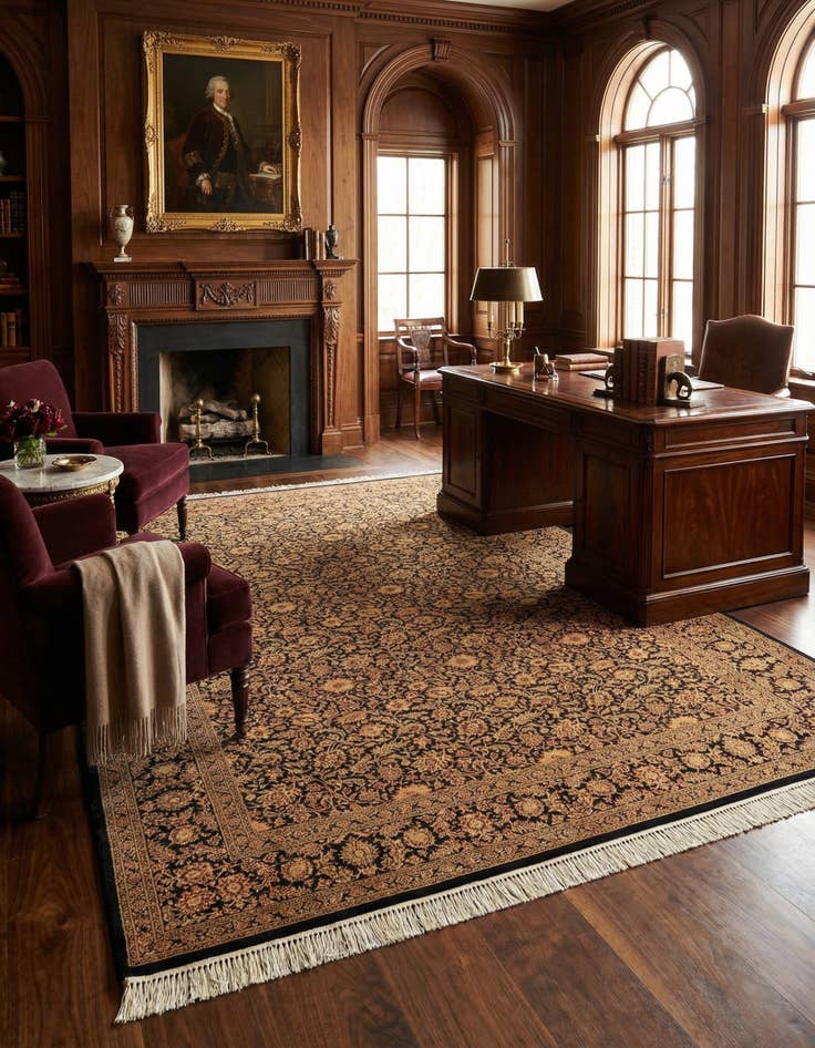 Detail image of 6' 5 x 9' 7 Ghom Silk Rug