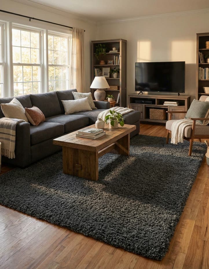 5' 3 x 8' Solid Shag Rug